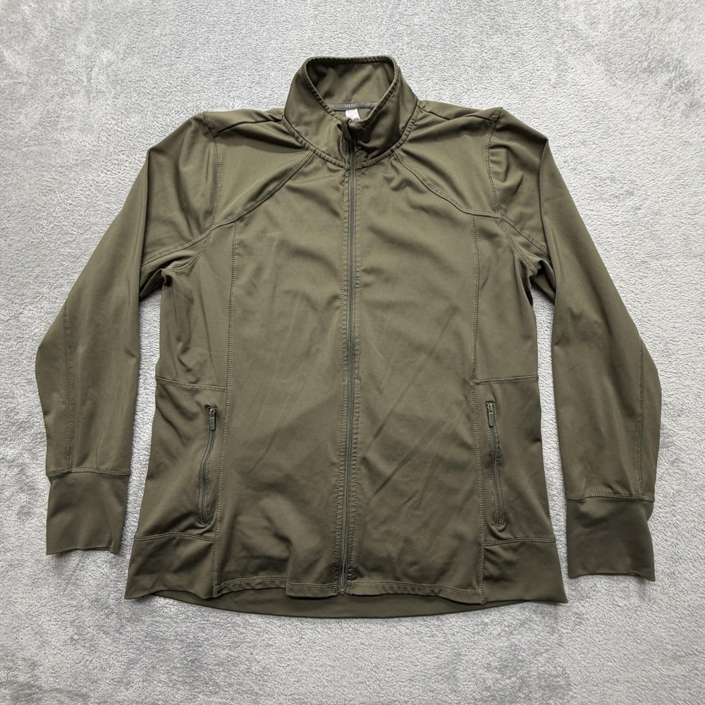 RBX Jacket Womens XL Green Full Zip Pockets Thumbholes Stretch Activewear